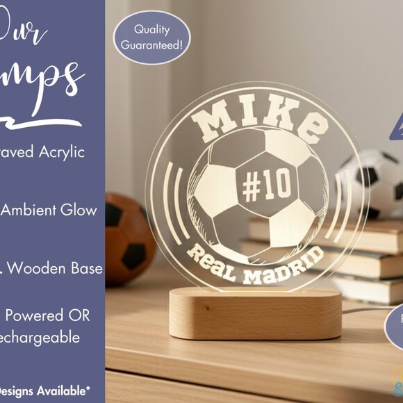 Soccer Player Night Light – Personalized LED Sports Room Decor - Picture 3 of 8